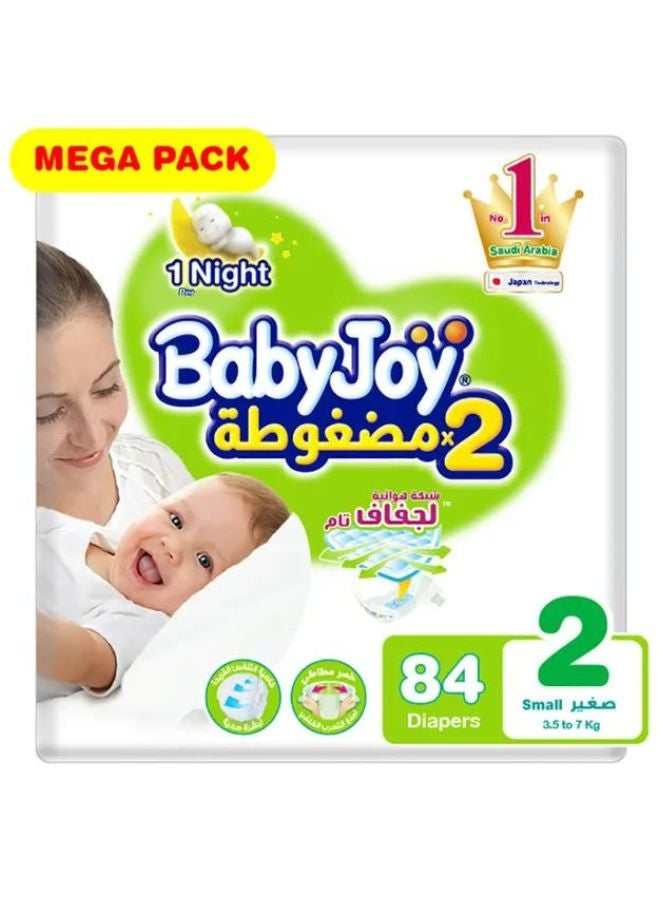 Compressed Diamond Pad, Size 2 Small, 3.5 to 7 kg, Mega Pack, 84 Diapers
