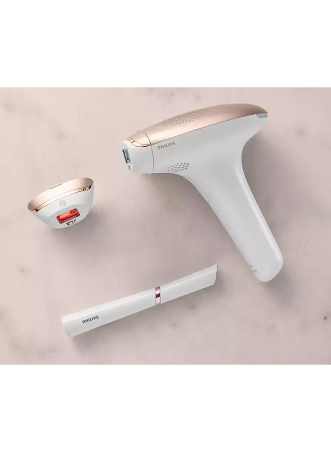 Philips Lumea IPL, Hair Removal, 7000 Series, Skintone Sensor, 2 Attachments, Body, Face, Compact Pen Trimmer, Corded Use, BRI921/60, 60 Days Money Back Guarantee White/Rose Gold