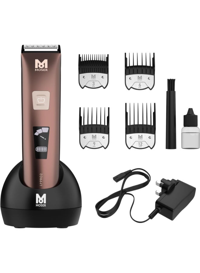 1888-0151 Li+Pro2 Professional Hair Clipper - Cord/Cordless, 46mm Cutting Width, 0.7-3mm Length, Consistent Power, And 3 Speed Levels. Brown/Black 270grams