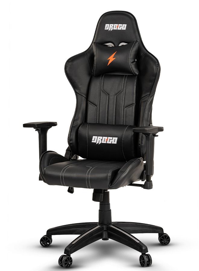 DROGO Ergonomic Gaming Chair with Adjustable Seat Height PU Leather Material 3D Armrest Video Game Chair with Head & Lumbar Support Pillow Desk Chair Home & Office Chair with Recline Black