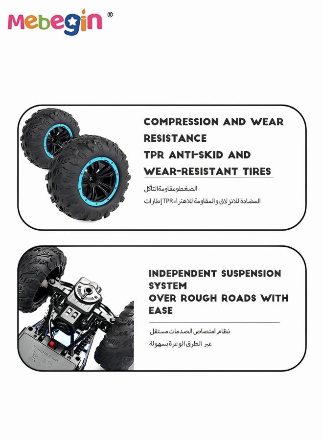 RC Toys Cars 1:22 Scale Remote Control Car Off Road RC Car Vehicle Monster Truck Crawler with Head Lights for Boys Kids and Adults