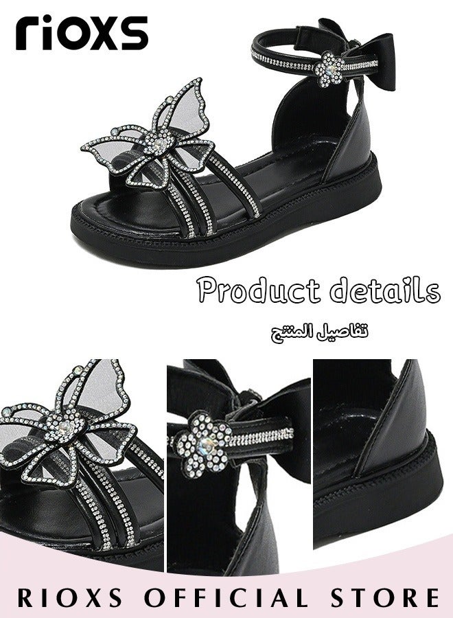 Little Kids Girls Fashion Non-Slip Soft Sole Floral Sandals Princess Adjustable Shoes Lightweight Breathable Ankle Strap Sandals