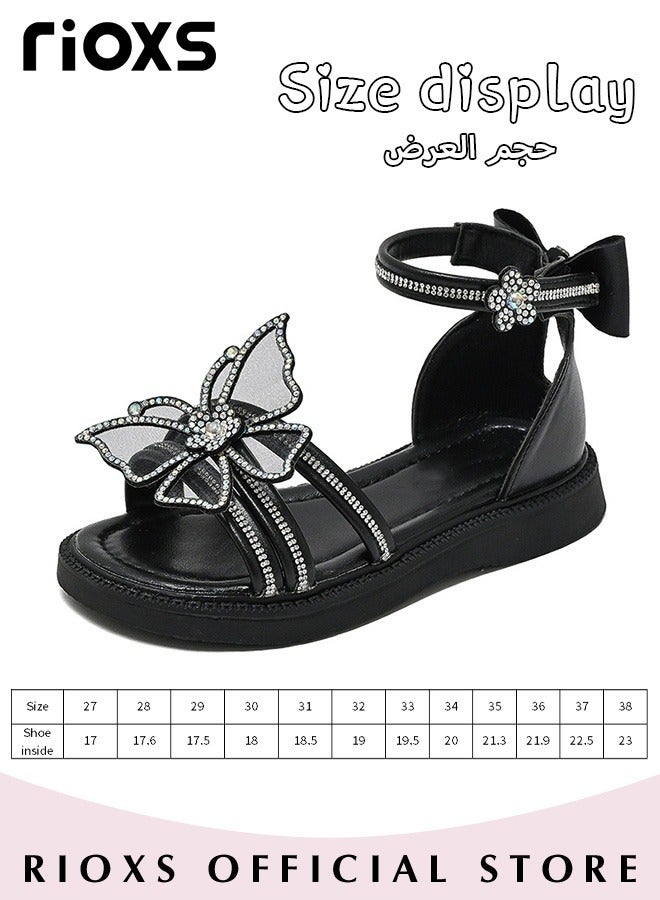 Little Kids Girls Fashion Non-Slip Soft Sole Floral Sandals Princess Adjustable Shoes Lightweight Breathable Ankle Strap Sandals