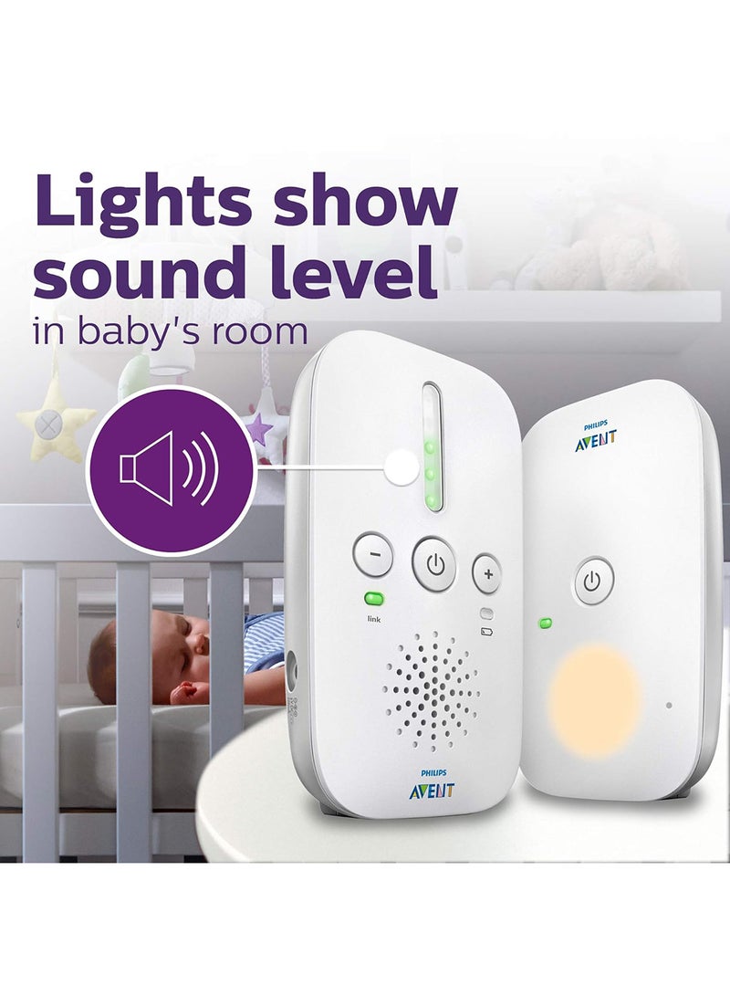 DECT Baby FHSS Audio Monitor With Crystal Clear Sound - White