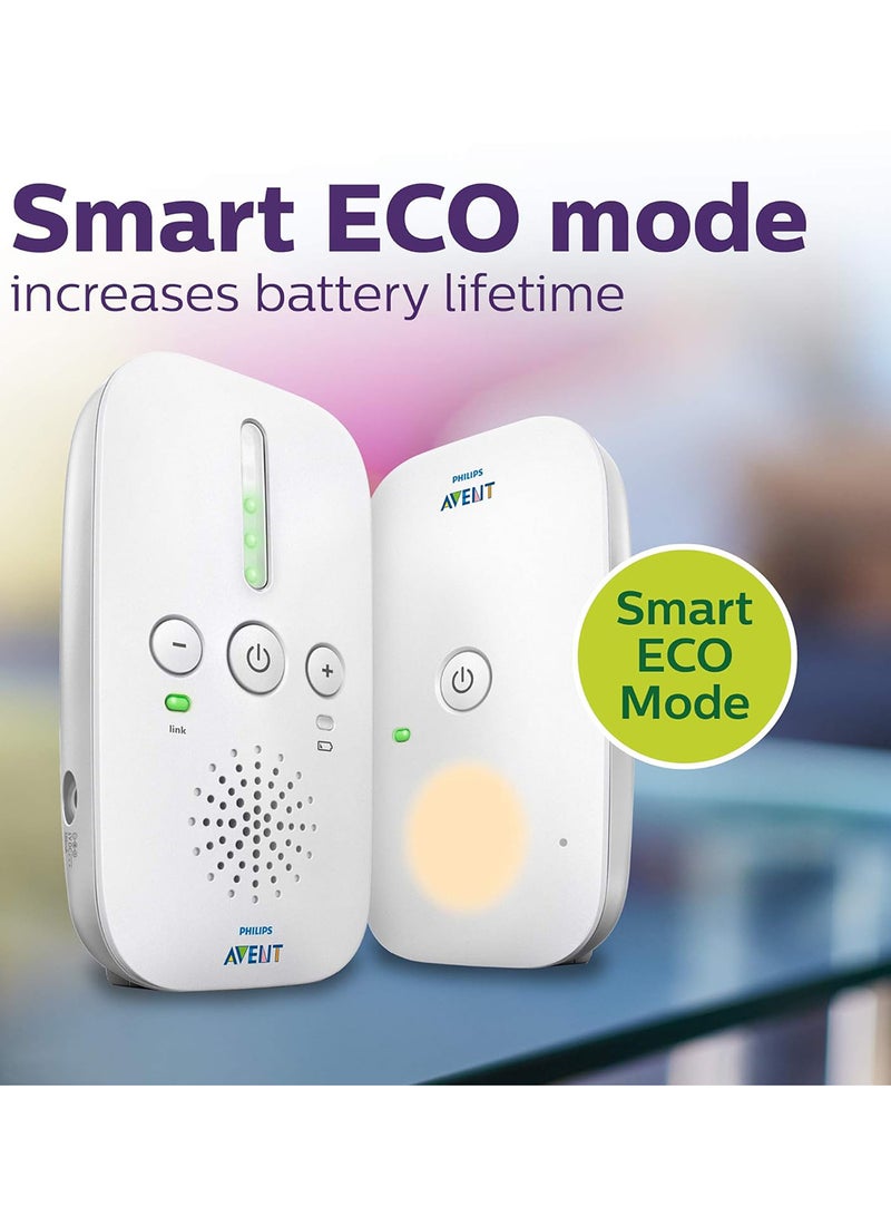 DECT Baby FHSS Audio Monitor With Crystal Clear Sound - White