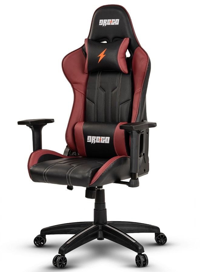 DROGO Ergonomic Gaming Chair with Adjustable Seat Height PU Leather Material 3D Armrest Video Game Chair with Head & Lumbar Support Pillow Desk Chair Home & Office Chair with Recline Red