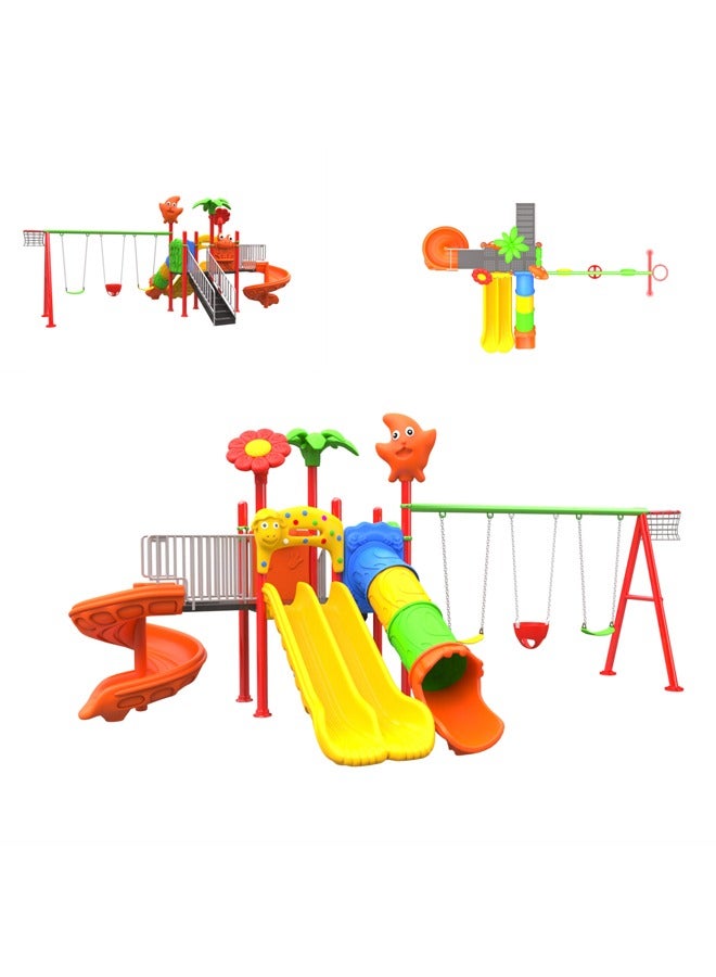 Outdoor Kids Swing Slide Set Fun Playground Equipment Home Preschool Children Playset Kindergarten