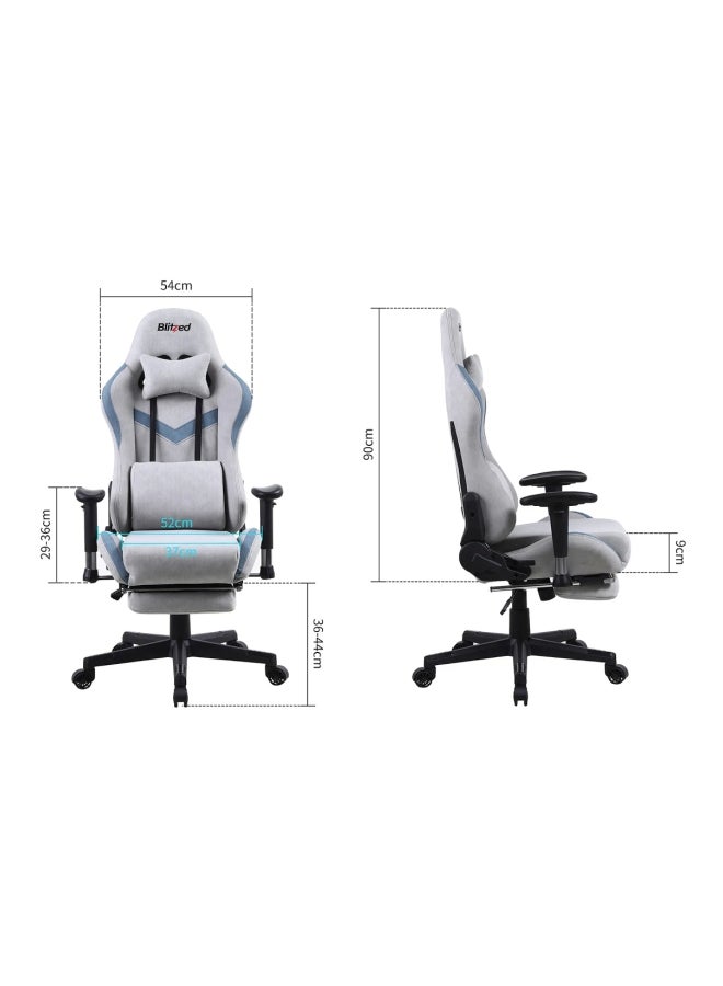 Ergonomically Designed Super Comfort Gaming Chair With Headrest Pillow, Lumbar Cushion And Retractable Footrest Grey 52 x 54 x 134cm