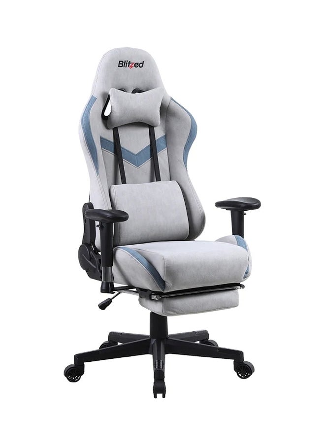 Ergonomically Designed Super Comfort Gaming Chair With Headrest Pillow, Lumbar Cushion And Retractable Footrest Grey 52 x 54 x 134cm