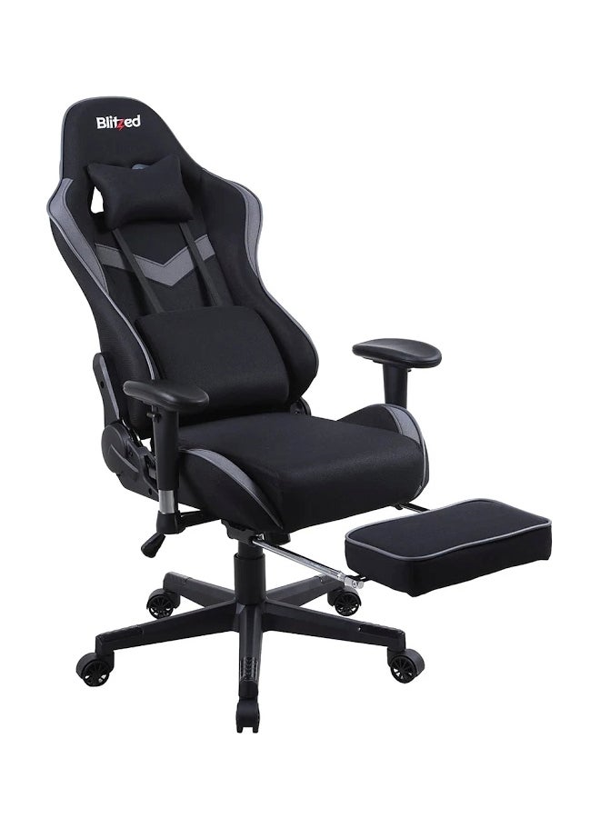 Gaming Chair Racing Style With Retractable Footrest Black