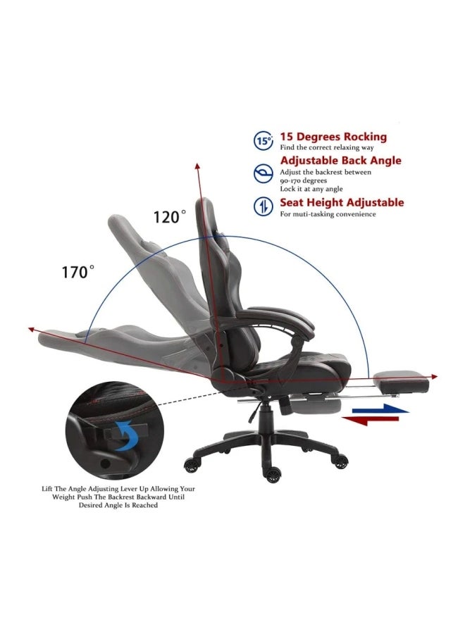 Gaming Chair Racing Style With Retractable Footrest Black