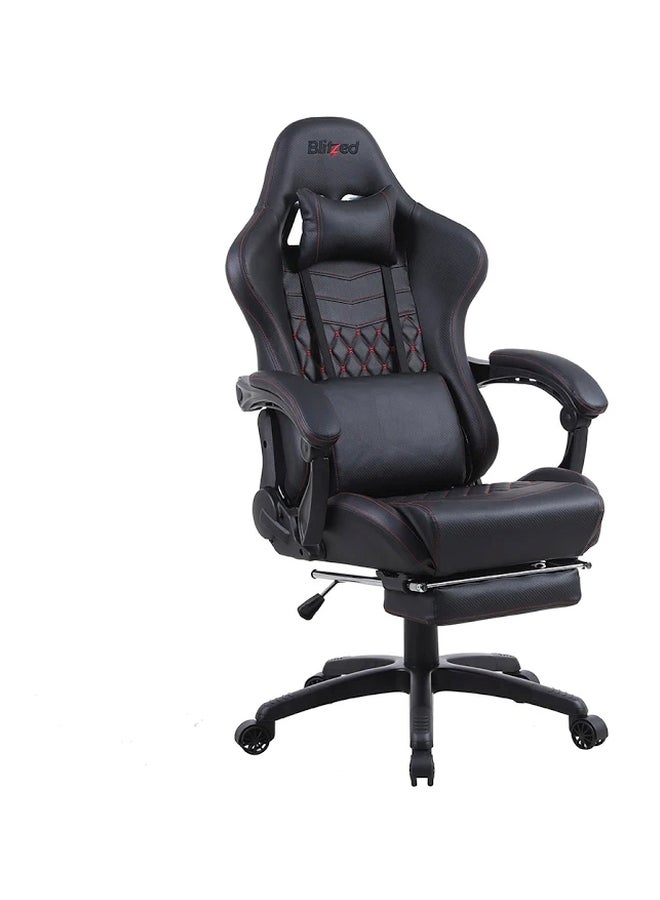 Gaming Chair Racing Style With Retractable Footrest Black