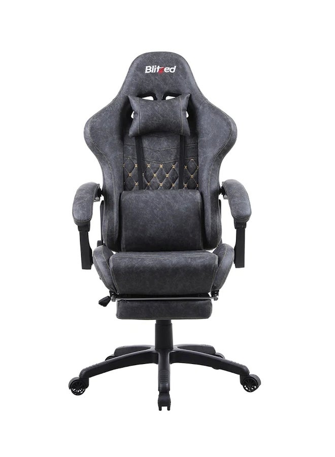 Gaming Chair Racing Style With Retractable Footrest Grey