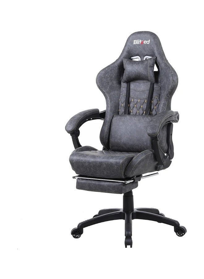 Gaming Chair Racing Style With Retractable Footrest Grey