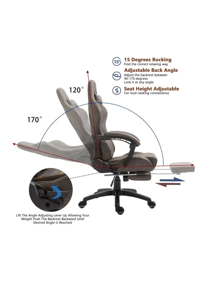 Gaming Chair Racing Style With Retractable Footrest Brown