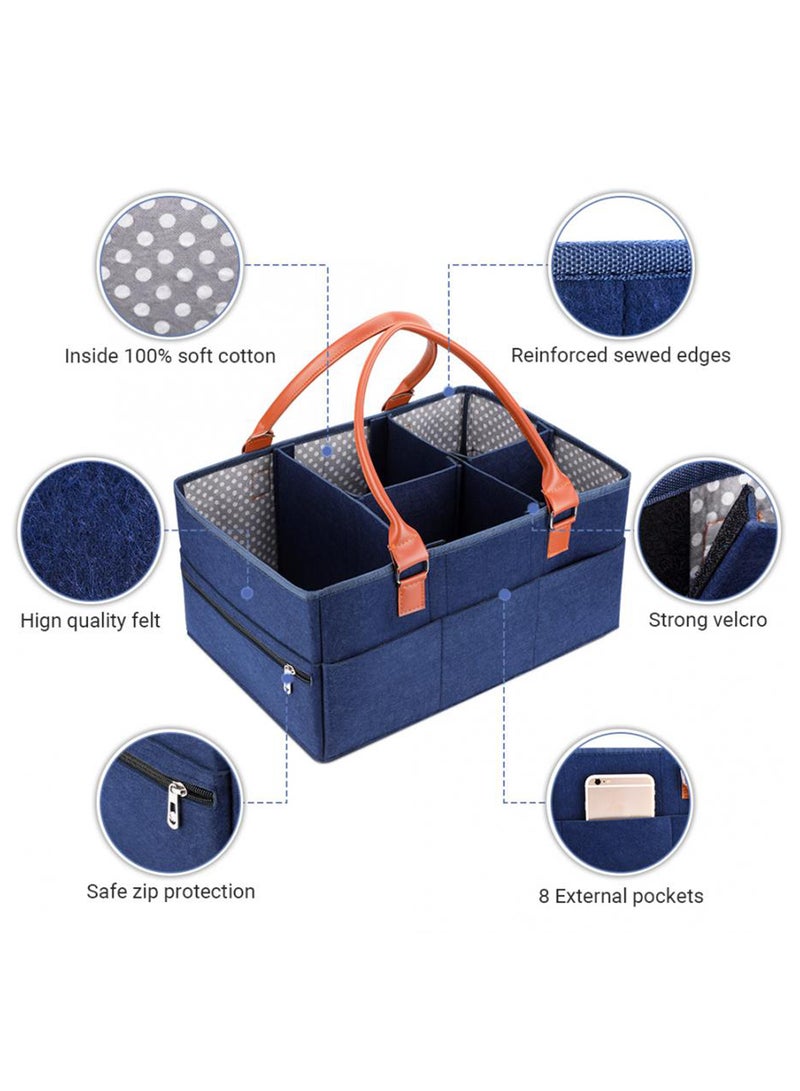 Foldable And Portable Organizer Premium Diaper Caddy - Blue