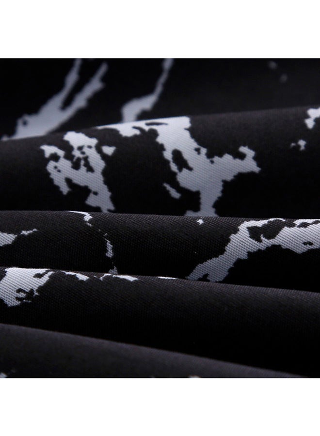 4 Piece Marble Printed Bedding Set Polyester Black/White