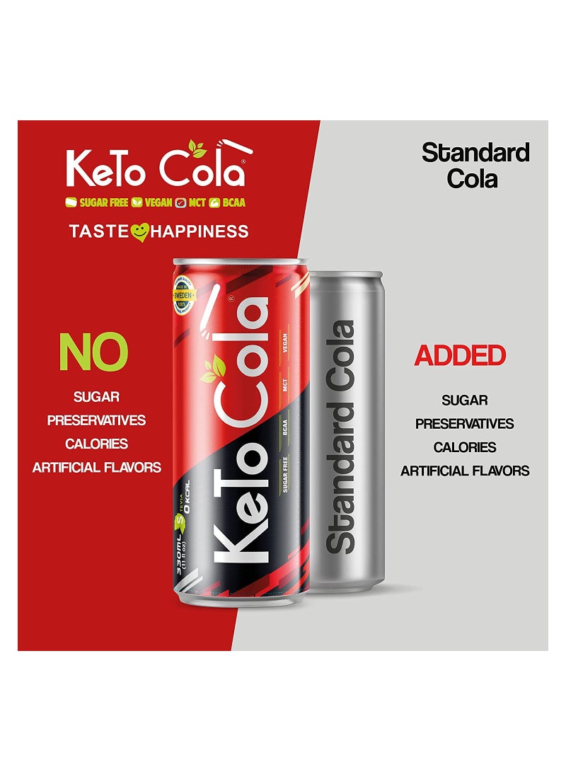 Keto Cola for Dieters, Sugar Free, Contains MCT, BCAA,330ml-24 Pieces