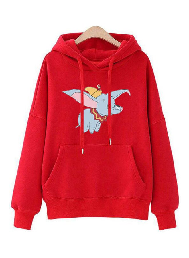 Cartoon Printed Hoodie Red/Blue