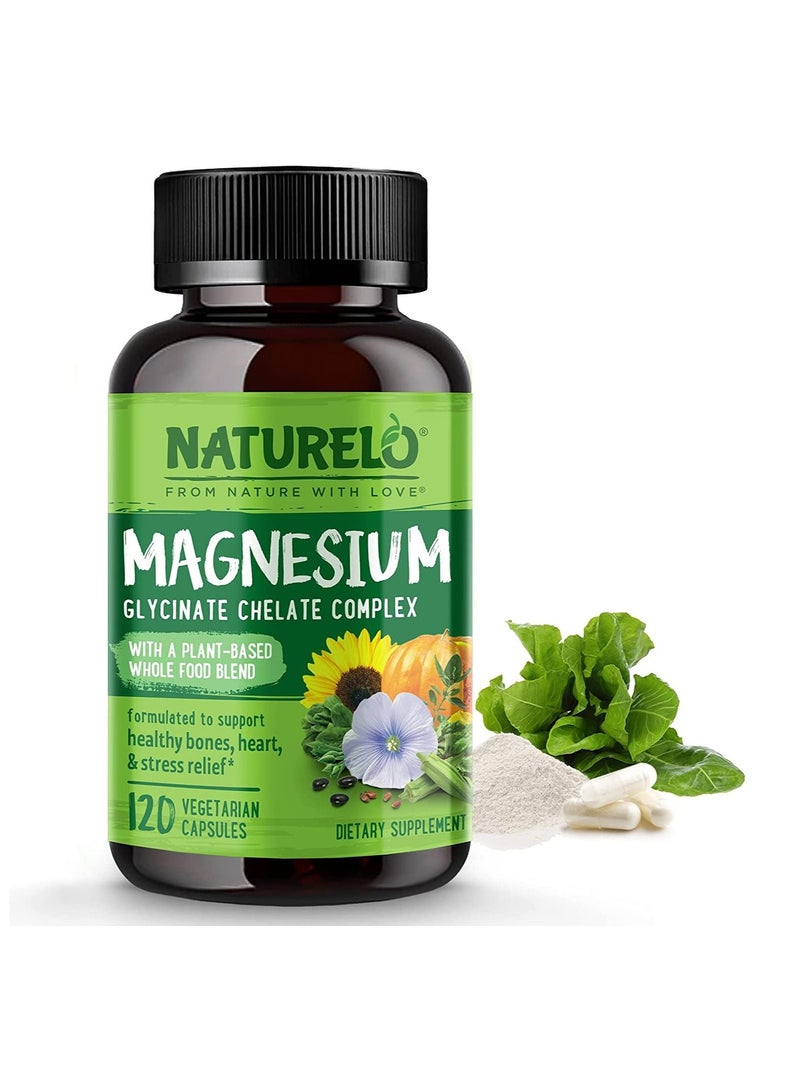 Magnesium Chelate Complex With A Plant Based Whole Food Blend - 120 Vegetarian Capsules