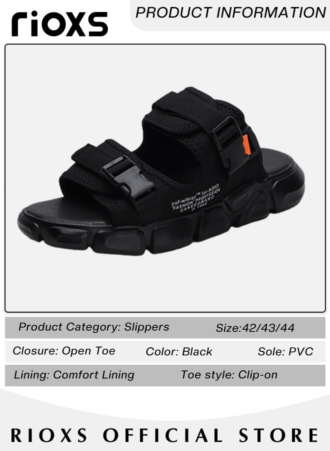 Men's Casual Open Toe Water Sandal Breathable Non Slip Beach Sandals Sneakers Pool Slide Adjustable Flat Shoes With Back Strap