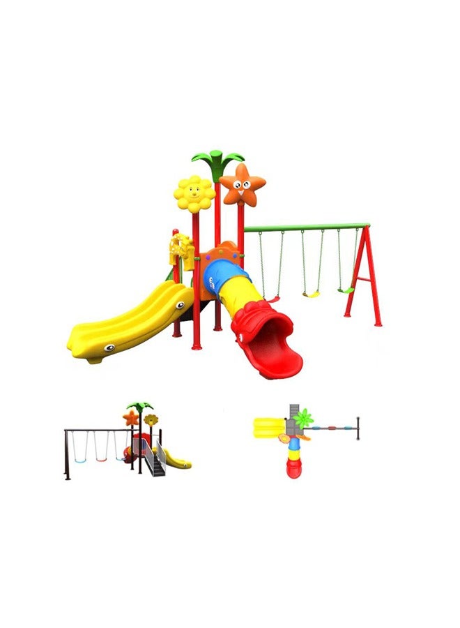 Multifunctional Children Slide And Swing Plastic Outdoor Preschool Playground Equipment