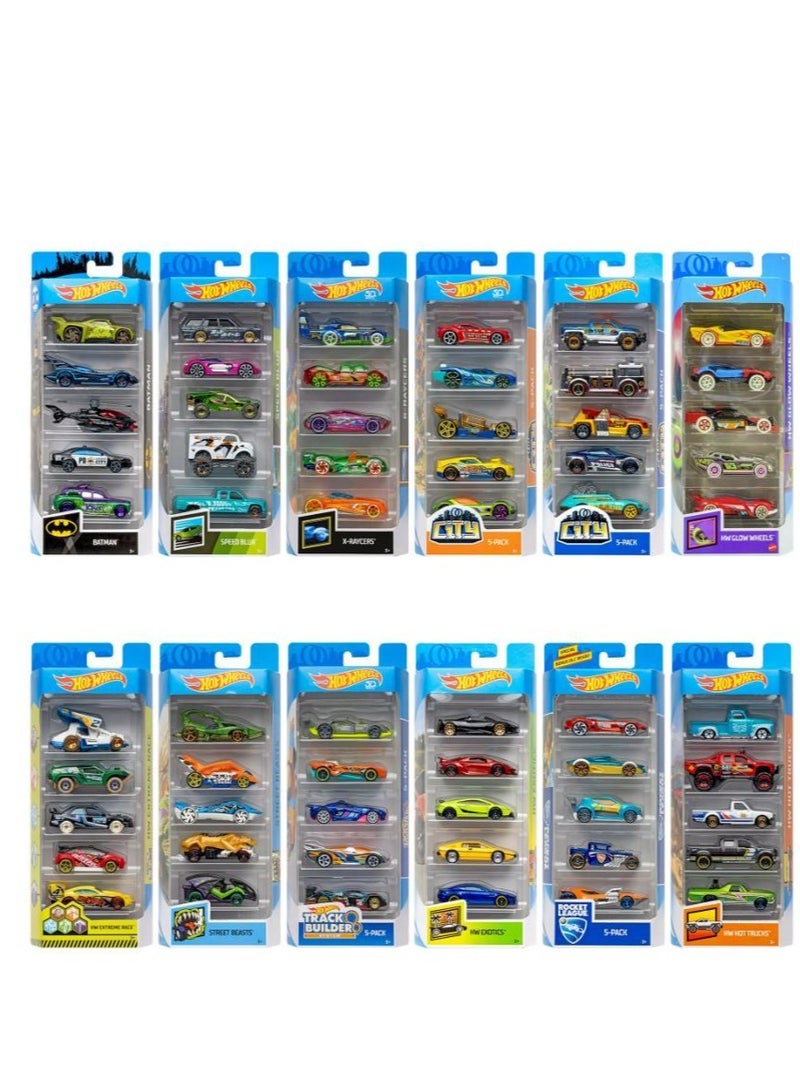 Basic Car Pack of 5 Assorted 1 Piece