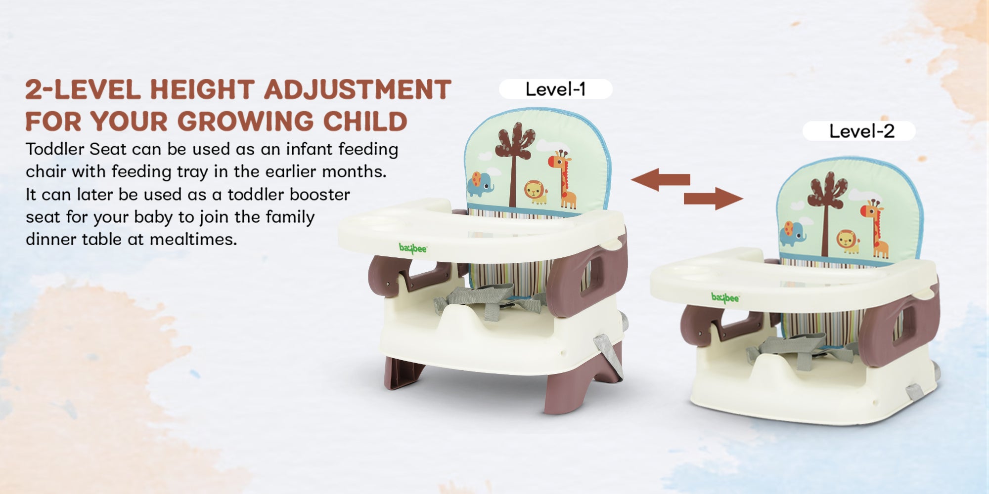 Booster Seat For Feeding With Removable Dining Tray Folding Seat 3 Point Safety Harness Age 1 To 3 Years