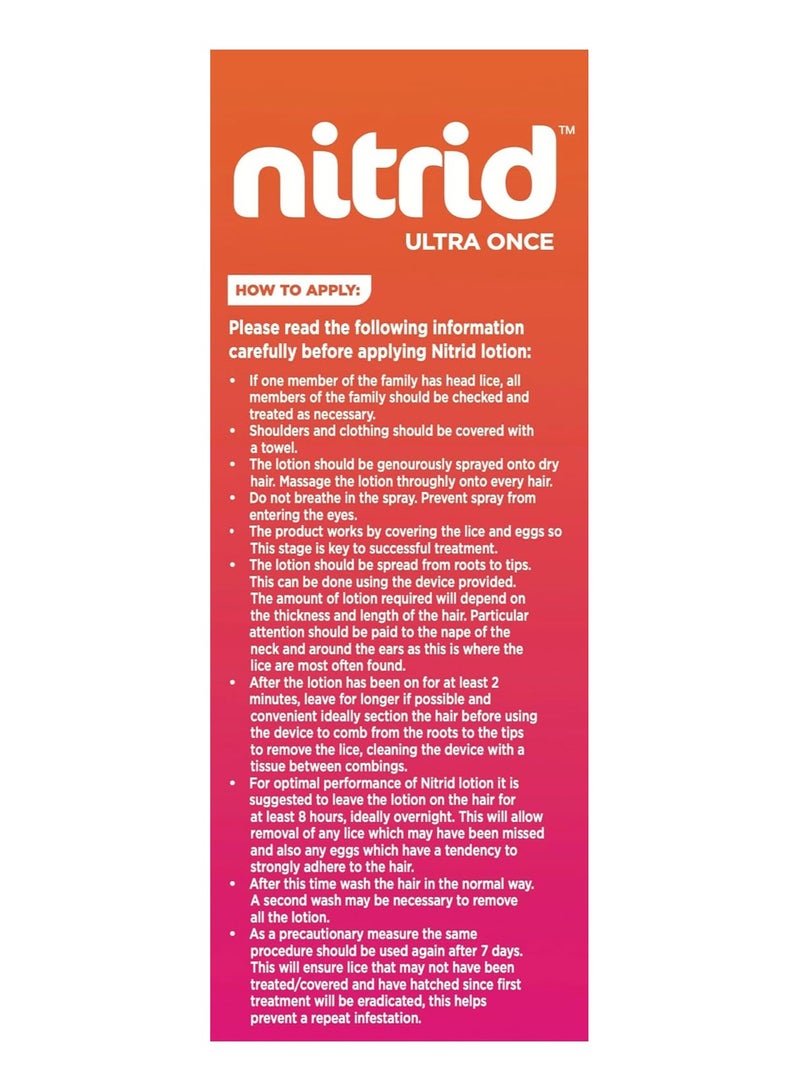 Nitrid Ultra Once Anti-Lice Lotion Spray with Comb 120ml