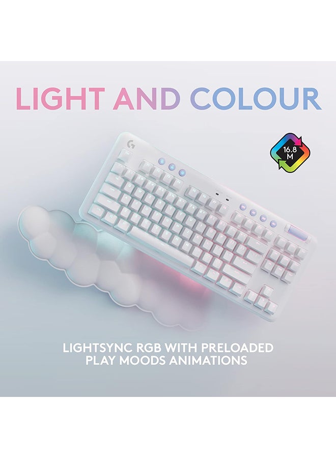 G715 Wireless Mechanical Gaming Keyboard, With Lightsync RGB, Lightspeed, GX Brown Tactile Switch, Keyboard Palm Rest, PC/Mac Compatible, English US Layout, White Mist | 920-010465