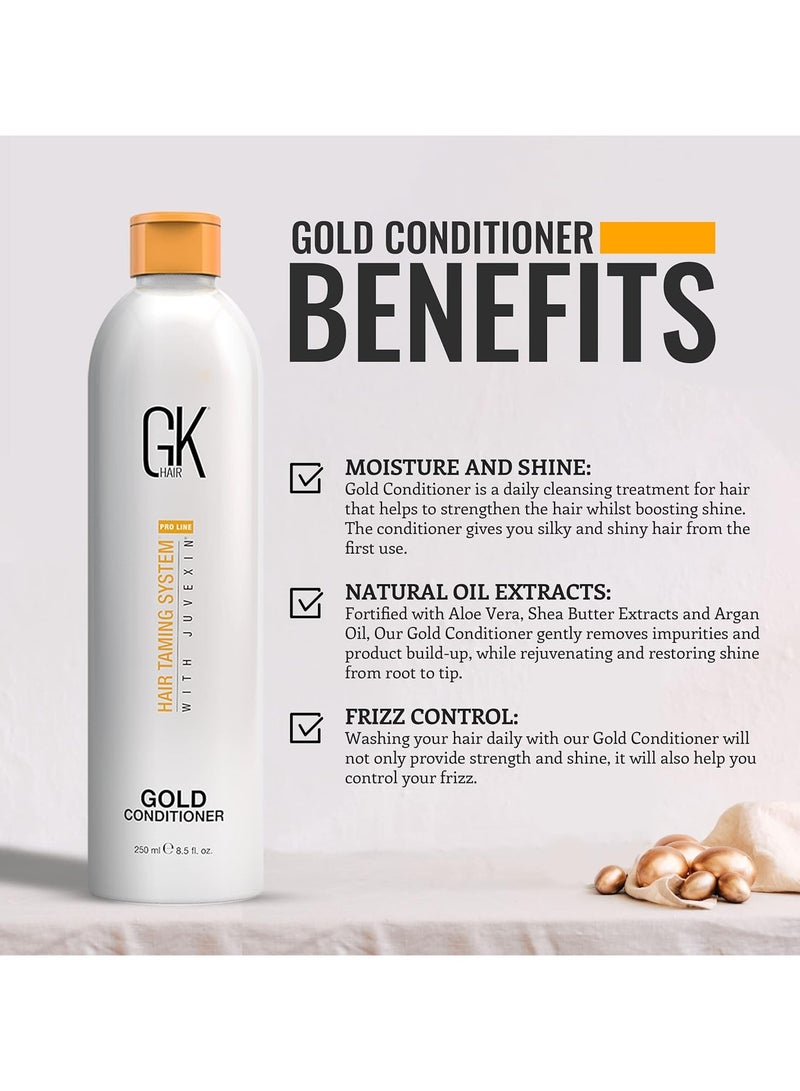 Gold Conditioner (8.5 Fl Oz/250ml) Hair Moisturizing Shine and Protection With Argan Oil, Shea Butter, Natural Oils All Hair Types