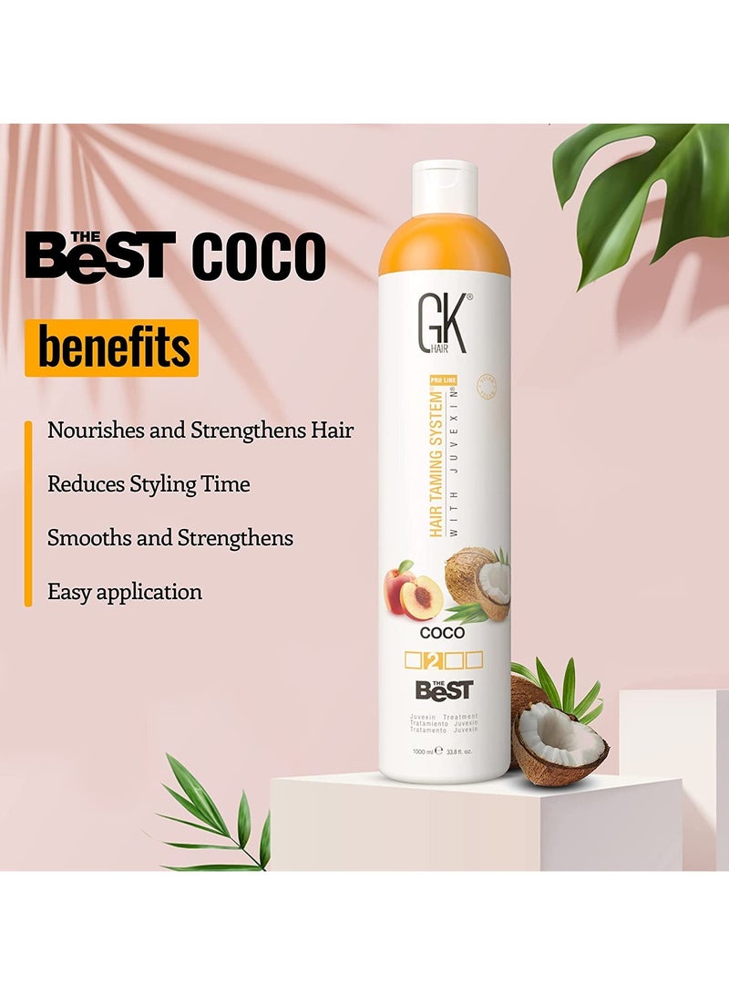 The Best COCO (33.8 Fl Oz/1000ml) Smoothing Keratin Hair Treatment - Professional Brazilian Complex Blowout Straightening For Silky Smooth & Frizz Free Hair