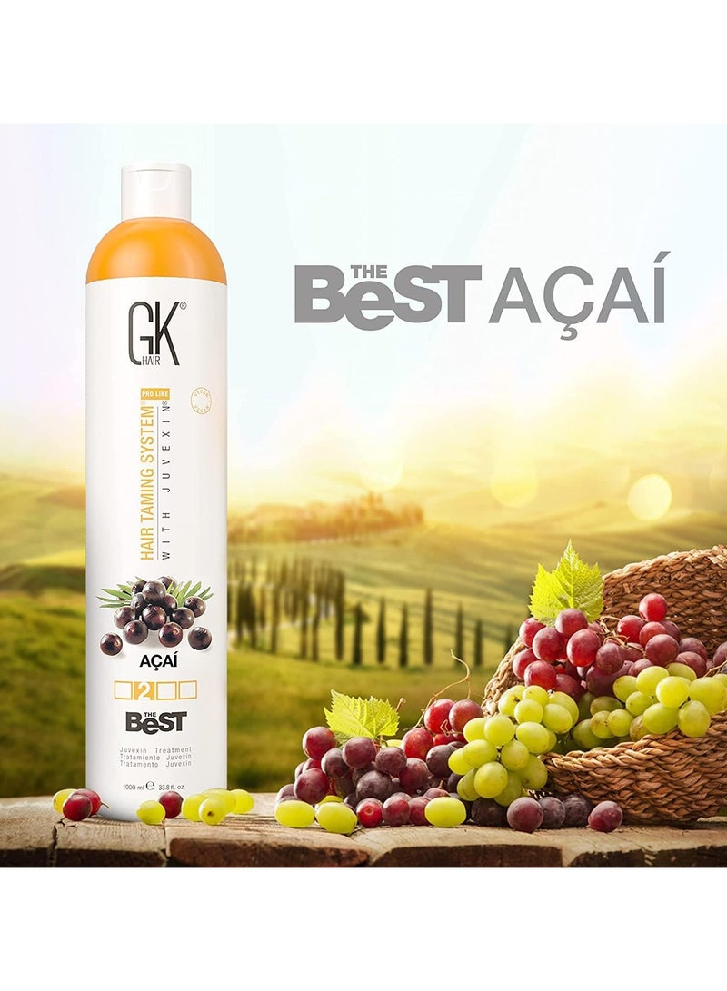 The Best ACAI (33.8 Fl Oz/1000ml) Smoothing Keratin Hair Treatment Professional Brazilian Complex Blowout Straightening For Silky Smooth Frizz Free Hair