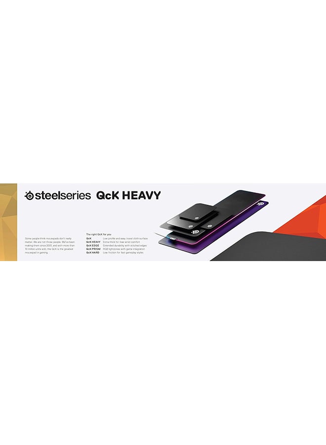 SteelSeries QcK Heavy Cloth Gaming Mouse Pad - Extra Thick Non-Slip Base - Micro-Woven Surface - Optimized For Gaming Sensors - Size M- Black