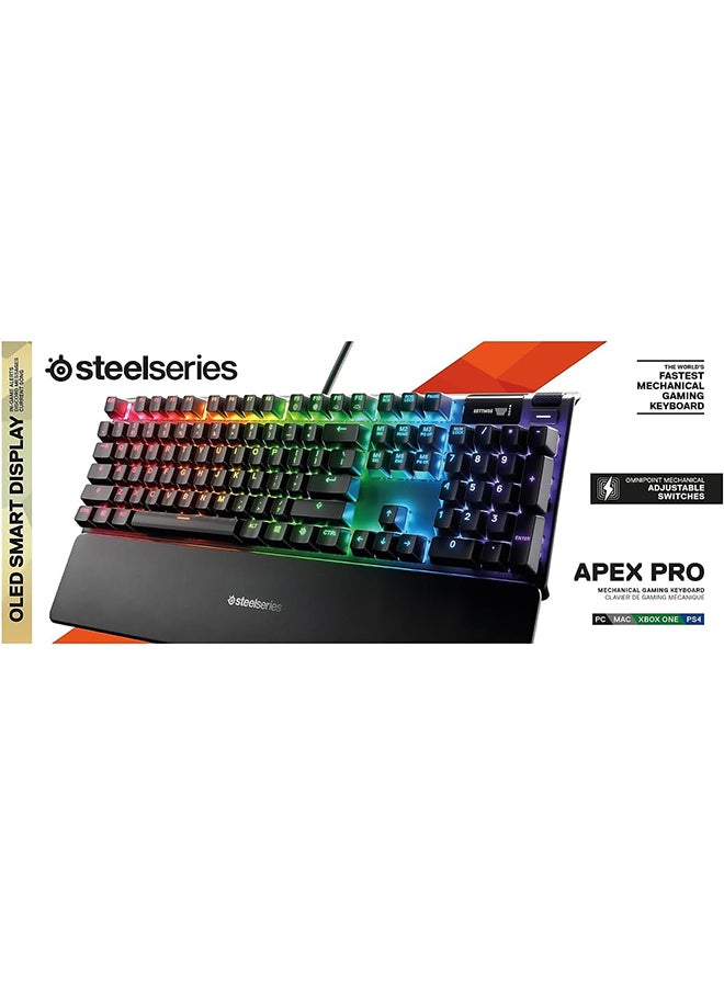 Apex Pro Mechanical Gaming Keyboard, Adjustable Actuation Switches, World’s Fastest Mechanical Keyboard, OLED Smart Display, RGB Backlit | 64626