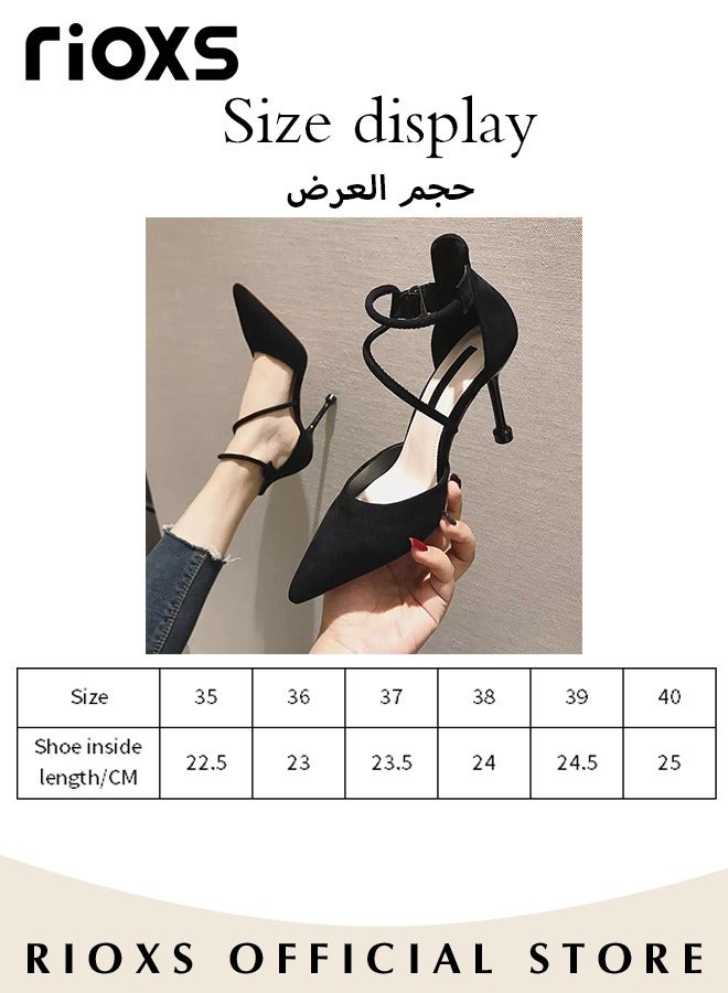 Women's Closed Pointed Toe Slip On Backless Sandals Pump Stiletto Slides Shoes for Wedding Party or Dating