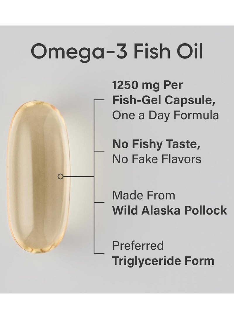 Triple Strength Omega-3 Fish Oil 1250mg Dietary Supplement - 30 Softgels