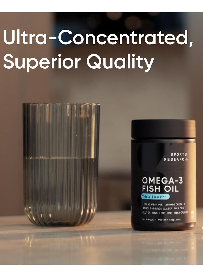 Triple Strength Omega-3 Fish Oil 1250mg Dietary Supplement - 30 Softgels