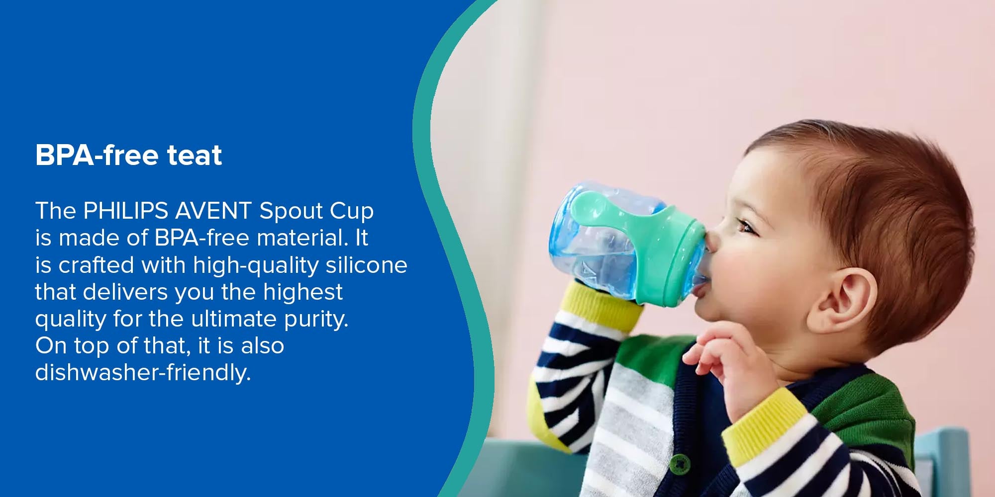 Classic Soft Silicone Spout Cup, 6M Plus, 200 Ml - Blue And Green