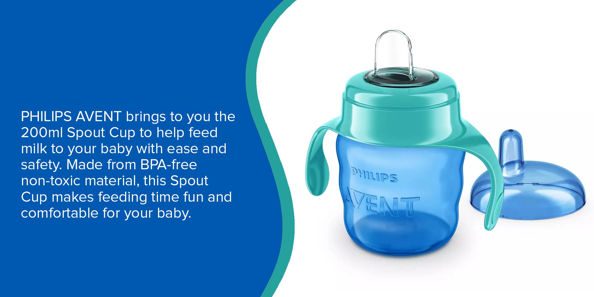 Classic Soft Silicone Spout Cup, 6M Plus, 200 Ml - Blue And Green