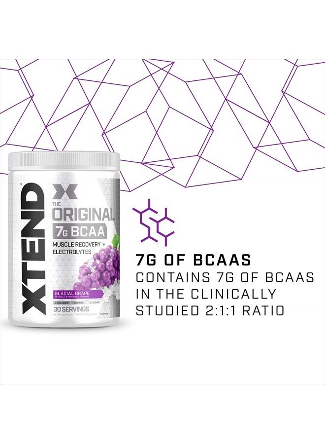 XTEND Original BCAA Powder Glacial Grape Sugar Free Post Workout Muscle Recovery Drink with Amino Acids 7g BCAAs for Men And Women - 30 Servings