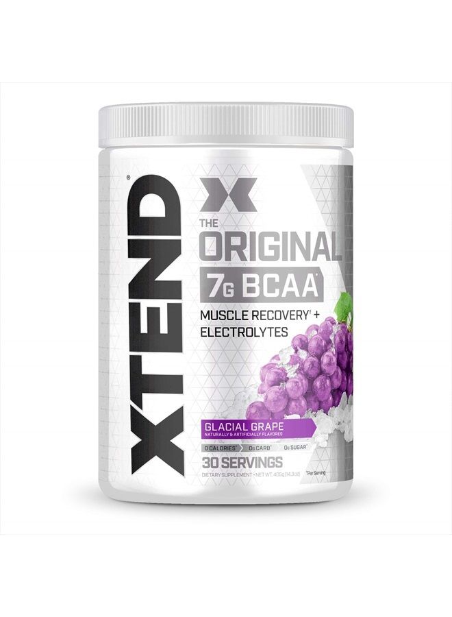 XTEND Original BCAA Powder Glacial Grape Sugar Free Post Workout Muscle Recovery Drink with Amino Acids 7g BCAAs for Men And Women - 30 Servings