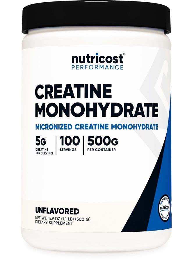 Creatine Monohydrate Micronized Powder 500G, 5000mg Per Serv (5g) - Micronized Creatine Monohydrate, 100 Servings, 17.637 Ounes