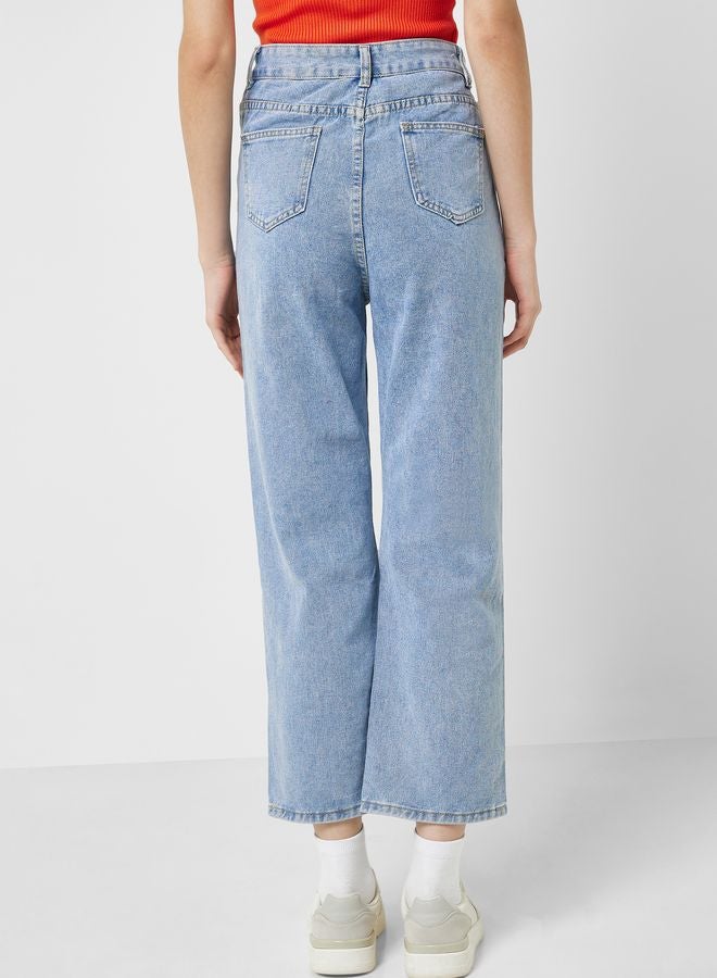 Overlap Waist Cropped Jeans