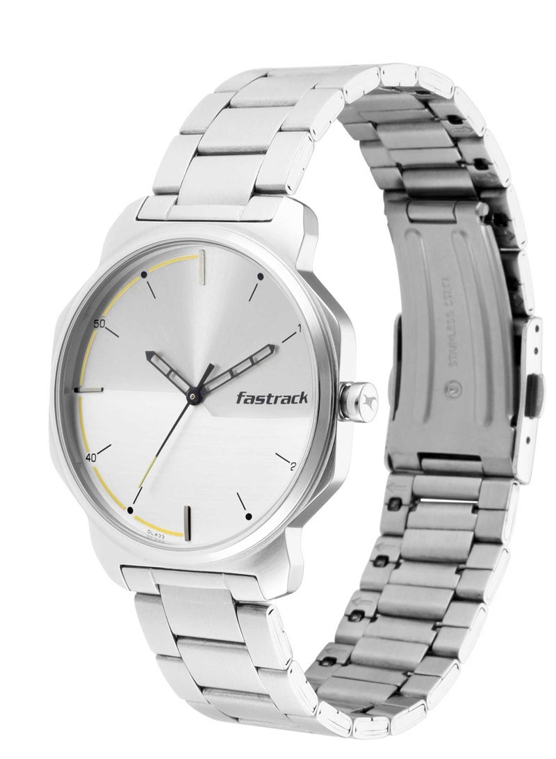 Fastrack Stunners Quartz Analog Siler Dial Metal Strap Watch for Guys