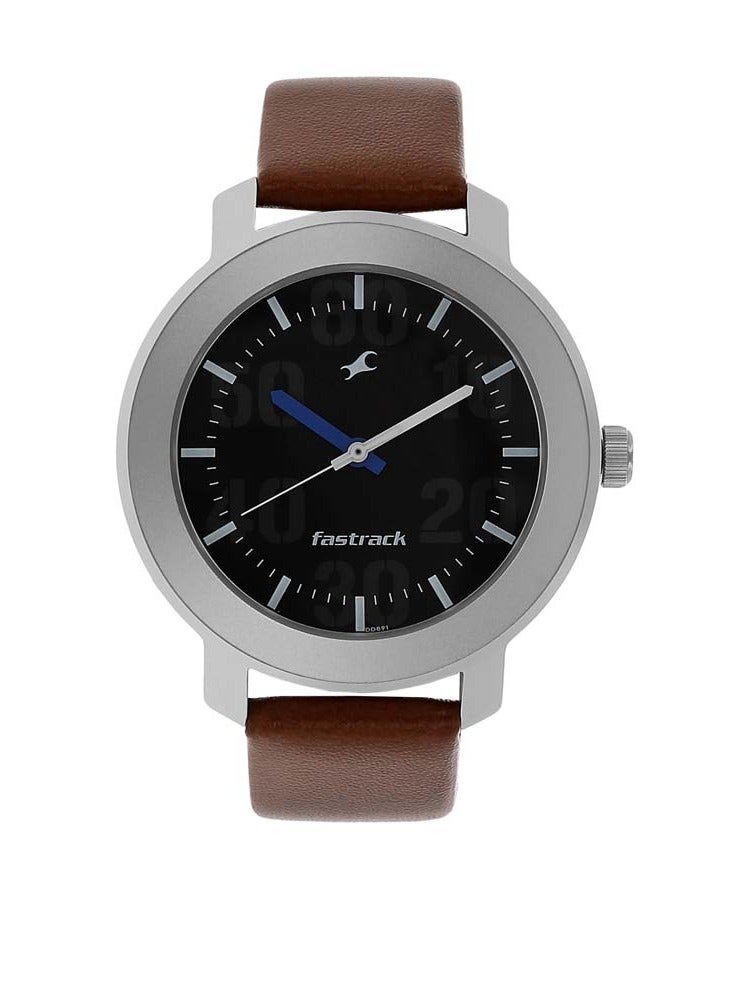 Fastrack Quartz Analog Black Dial Leather Strap Watch for Guys