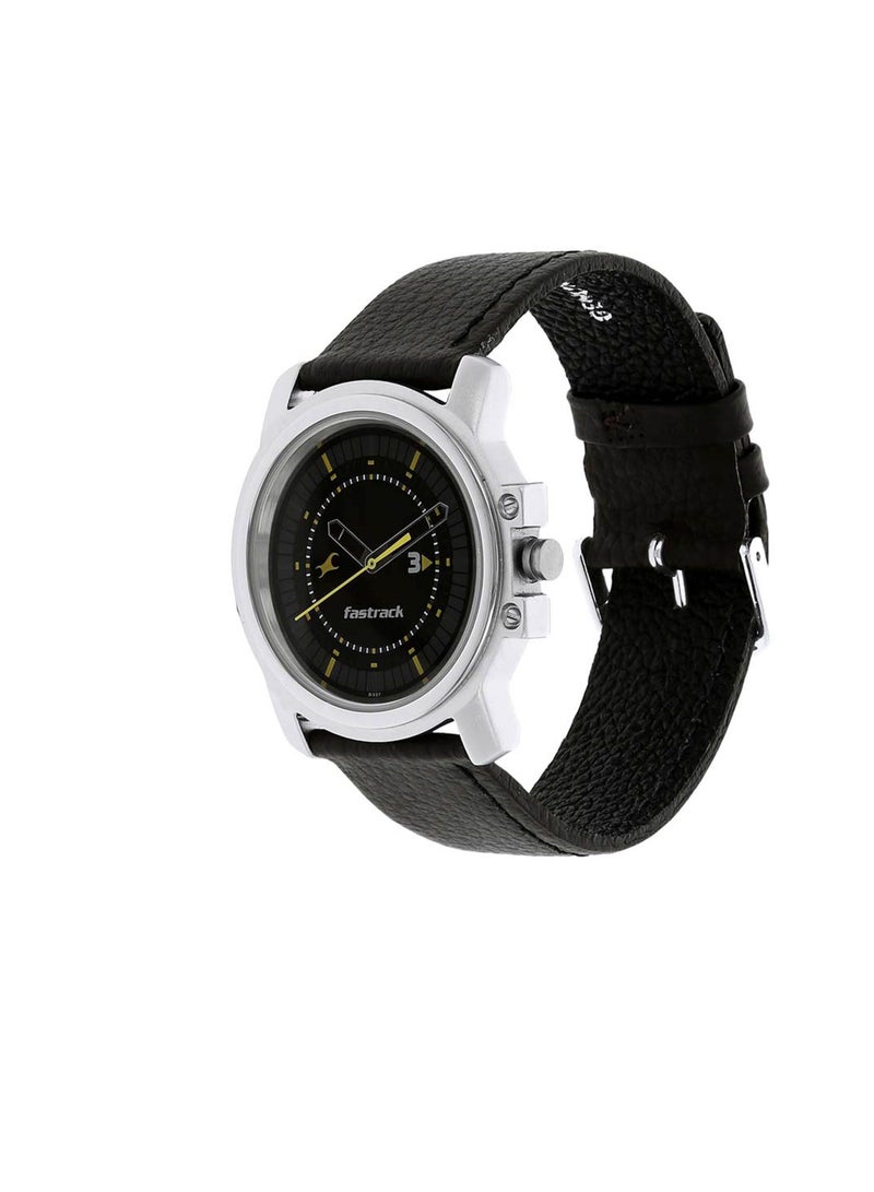 Fastrack Quartz Analog Black Dial Leather Strap Watch for Guys