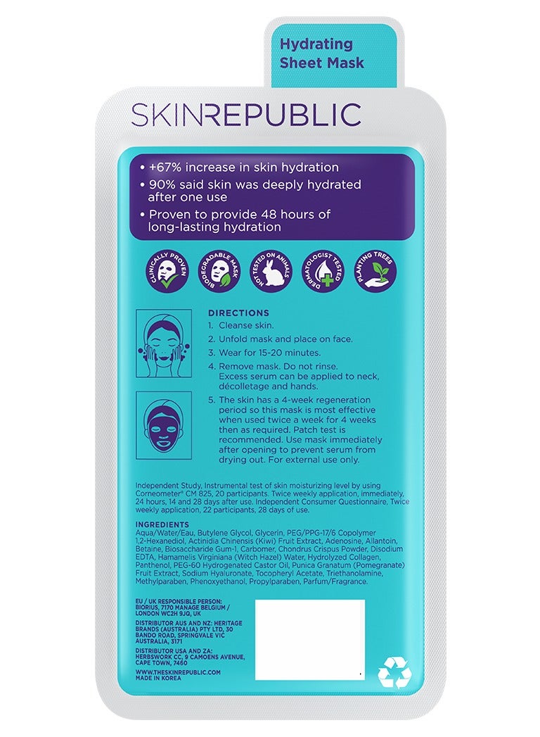 Hyaluronic Acid & Collagen Face Mask Sheet (10 Masks) with Vitamin E – Boosts Hydration, Improves Firmness & Elasticity, Reduces Fine Lines & Wrinkles, Brightens & Repairs Skin