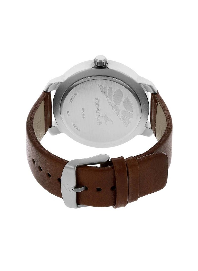 Fastrack Quartz Analog White Dial Leather Strap Watch for Guys