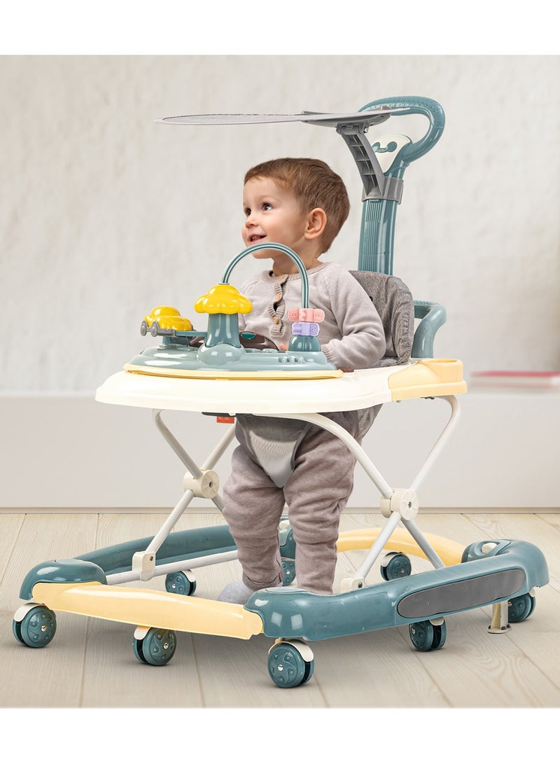 6-In-1 Multifunctional Baby Walker, Convertible Kids Rocker With Music And 5 Height Gear Adjustable